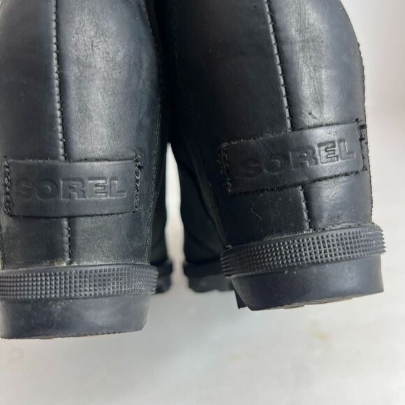 Sorel Women's Joan of Arctic Wedge Bootie Black Leather Ankle Boot Size 9 - Picture 10 of 10